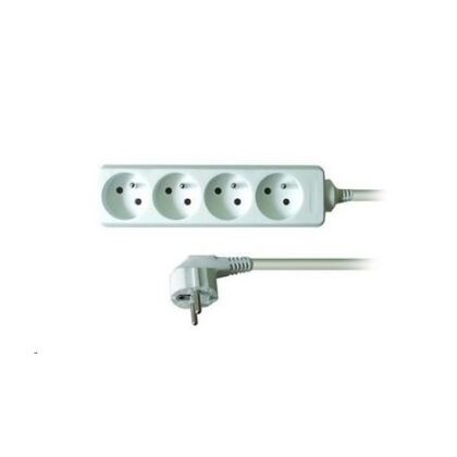 Solight predlžovací prívod, 4 zásuvky, biely, 3m