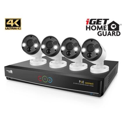 iGET HOMEGUARD HGNVK84904 – Kamerový systém s UltraHD 4K kamerami, IR LED, venkovní, set 4x kamera + rekordér