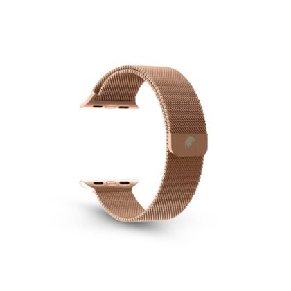 RhinoTech ocelový řemínek milánský tah pro Apple Watch 42 / 44 / 45mm růžově-zlatý