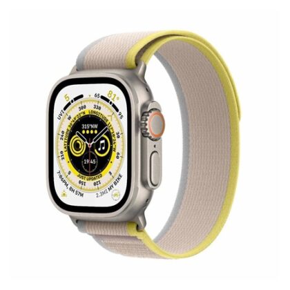 APPLE Watch Ultra GPS + Cellular, 49mm Titanium Case with Yellow/Beige Trail Loop – M/L