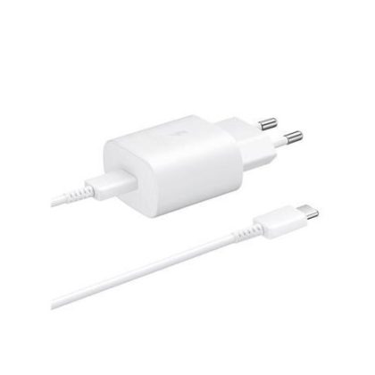 Samsung síťová nabíječka EP-TA800EWE + kabel EP-DA705BWE USB-C, 25W, bílá, (bulk)