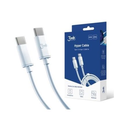 3mk datový kabel – Hyper Cable C to C 2m 100W, bílá