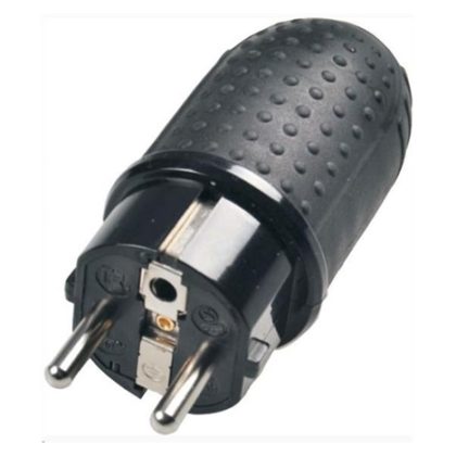 Solight zástrčka gumová do vlhka, přímá, IP44, černá