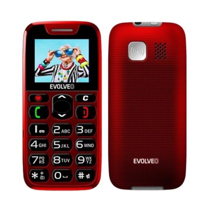 EVOLVEO EasyPhone, mobilní telefon pro seniory s nabíjecím stojánkem, červená