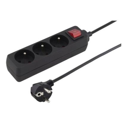 Konnoc DX-3FS 3m trojzásuvka s vypínačem ČERNÁ