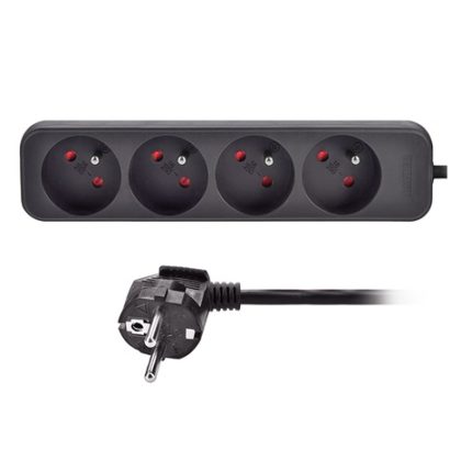 Solight prodlužovací přívod, 4 zásuvky, černý, 3m