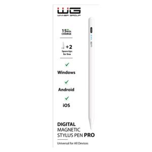 WG - Univerzální pero WG Stylus Pro s magnetickým uchycením, bílá