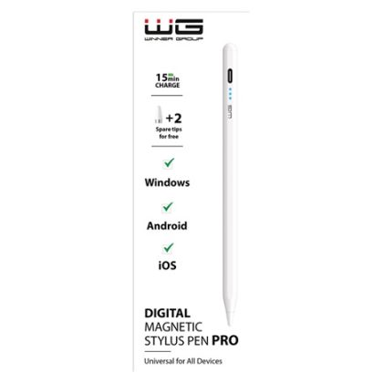 WG – Univerzální pero WG Stylus Pro s magnetickým uchycením, bílá