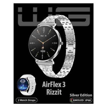 WG – Chytré hodinky WG AirFlex3 Rizz It, dámské, 2x řemínek, stříbrná