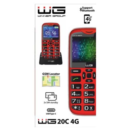 WG – Mobilní telefon WG20C, 4G, tlačítkový, červená