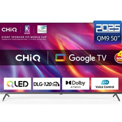 CHiQ U50QST TV 50″, UHD, QLED, ultratenká, Google TV, DLG 120 Hz, Dolby Audio, Frameless, metalická