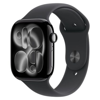 Apple Watch Series 11 GPS 46mm Jet Black Aluminium Case with Black Sport Band – M/L