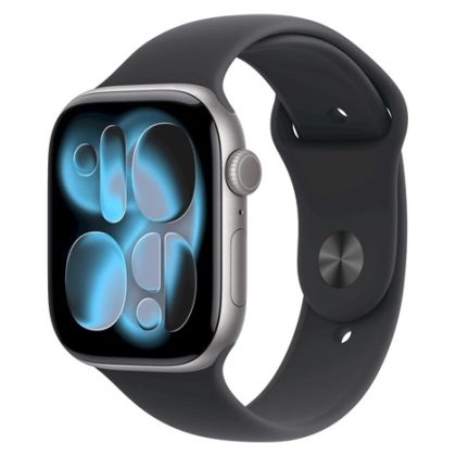 Apple Watch Series 11 GPS + Cellular 46mm Space Grey Aluminium Case with Black Sport Band – M/L
