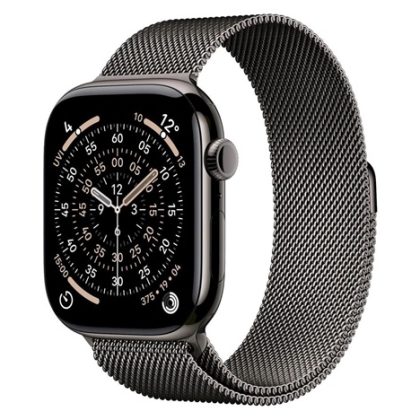 Apple Watch Series 11 GPS + Cellular 46mm Slate Titanium Case with Slate Milanese Loop – S/M