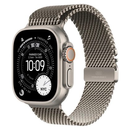 Apple Watch Ultra 3 GPS + Cellular 49mm Natural Titanium Case with Natural Titanium Milanese Loop – Large