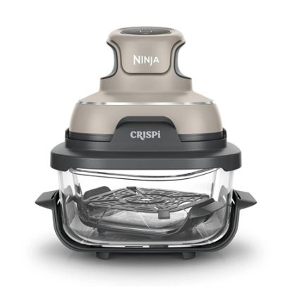 Ninja FN101EUST Crispi, přenosná horkovzdušná fritéza, 4v1, šedá, příkon 1700 W, skleněné nádoby 1,4 l a 3,8 l, bez PFAS